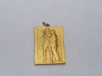 Medalha comemorativa Copa do Mundo - Lembrança - 1º Aniversário 1958-1959. Metal dourado. Medindo 4,5cm x 3,5cm.