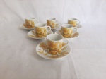 Jogo de 6 xícaras de café dois goles em porcelana Emano floral.