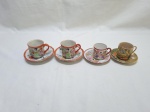 Lote de 4 xícaras de café diversas em porcelana casca de ovo oriental.