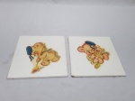 Par de azulejos decorativos com estampa infantil. Medindo 15cm x 15cm.