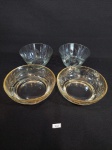 4 bowls em cristal em 2 modelos diferentes ricamente trabalhados e lapidados com detalhes de folhas. Medida: maior: 13 cm D X 5 cm de altura, menor 11 cm de D x 6 cm de altura