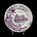 Thomas Hughes and Sons, Stoke-on-Trent, Inglaterra, fabricação entre 1895 e 1910 C. Elegante prato em porcelana decorada no padrão dito Eden Pattern. Diâmetro = 23 cm. Íntegro, sem bicados ou quebrados.