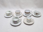 Lote de 6 xícaras de café para colecionador em porcelana e modelos diversos. Com peças adaptadas.