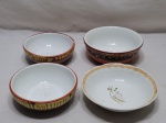 Lote de 4 cumbucas bowl diversas em porcelana. Medindo a maior 14cm x 5,5cm de altura.