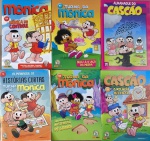 ALMANAQUE DE HISTORIAS CURTAS #3 - TURMA DA MÔNICA. TURMA DA MÔNICA #58 - EM BUSCA DO MISTERIOSO PÉ GRANDE. CASCÃO #57 - O RELÓGIO MILENAR. ALMANAQUE DO CASCÃO #20. TURMA DA MÔNICA #57 - OLHA LÁ O LAÇO MILENA.  MÔNICA #57 - MÔNICA NO CONTROLE