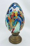 Linda pinha de coleção em vidro de murano millefiori, perfeito, base em bronze. Med. 17x8 cm.