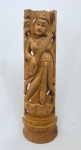 Escultura deus hindu Sarasvati (deusa da sabedoria), entalhada em madeira. Med. Alt. 23,5 cm.