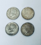 Numismática - EUA, Quatro moedas half dollar, em prata, ano 1964.