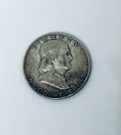 Numismática - EUA, Moeda half dollar, em prata, ano 1960.