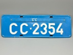 COLECONISMO - Placa automotiva em alumínio - Azul - CC - cc 2354 - Med. 13x40 cm.