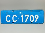 COLECONISMO - Placa automotiva em alumínio - Azul - CC -cc 1709 - Med. 13x40 cm.