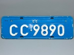 COLECONISMO - Placa automotiva em alumínio - Azul - CC cc 9890 - Med. 13x40 cm.