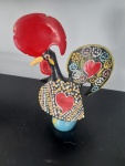 Escultura em cerâmica de Portugal representando galo de Barcelos - Altura:  22  cm