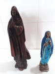 Lote com 2 imagens de nossa senhora em gesso. Medidas: altura: 43cm e 30cm