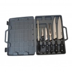 Kit com facas, garfo e amolador  em inox People`s em seu case original, 31 a 17 cm.