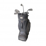 Case de couro para tacos de golfe Callaway Gol, Big Bertha, com 7 tacos nº  S, P, 3,4,6,8,9, com marcas de uso e couro além das marcas precisa de hidratação.