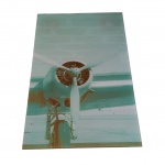 Quadro em vidro representando aeronave, 60 x 40 cm.