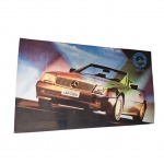 Grande Poster Mercedes Benz 500 SL, em placa de metal com leves marcas do tempo, 194 x 120 cm.