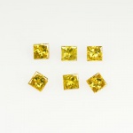 Lote composto por seis raros diamantes Yellow, totalizando 0.240 cts medindo 2.05 x 2.05 x 1.35 mm , excelente qualidade extra e clareza. Clássica e belíssima lapidação antiga Princess. Origem Congo, África. Ótimo investimento para montar uma joia de qualidade.