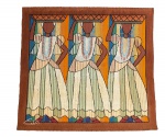 Eila Ampula - Tapeçaria (Finlândia 1916 - 2008 Campinas - São Paulo) - Baianas - assinado - c.i.e - med. 124x136 cm - Artista plástica que viveu a maior parte da sua vida na cidade de Itatiaia e integrou o grupo de fundadores da Colônia Holandesa em Penedo no interior do estado do Rio de Janeiro