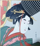 LITOGRAVURA - Utamaro (1750 - 1806) Japanese Woodblock Reprint Sambaso Dancer