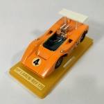 AUTOMODELISMO - Brinquedo antigo SOLIDO BROSOL (Indústria Brasileira) - McLaren M8B Can AM na cor Laranja, no Blister original. Carrinho miniatura escala 1/43. Esse é um dos modelos raros da fabricante francesa que foi fabricado em solo brasileiro.