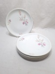 Jogo de 5 pratos rasos de mesa em porcelana Real floral. Medindo 24,5cm de diâmetro.