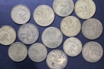 lote com 14 moedas 1/2 cruzeiros amarelas