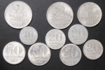 lote com 10 moedas de aluminio de 1957