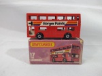 Matchbox Superfast Lesney antigo na caixa original. Miniatura diecast escala 1/64 - #17 The Londoner - Onibus doubledecker de Londres. Com a data 1972, fabricado na Inglaterra - Brinquedo antigo