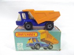 Matchbox Superfast Lesney antigo na caixa original. Miniatura diecast escala 1/64 - #23 Atlas Truck - Caminhão basculante. Com a data 1975, fabricado na Inglaterra - Brinquedo antigo