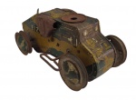 BRINQUEDO ANTIGO - TANQUE MILITAR DE LATA À CORDA (1950s Marx Tin Litho Camouflage Wind Up E12 Army Tank Toy), fabricado pela Marx Toys nos Estados Unidos da América na década de 50. Ausência das esteiras de borracha e do canhão superior.