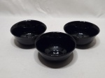 Lote de 3 cumbucas bowl em vidro Arcoroc preto. Medindo 12cm x 5cm de altura.