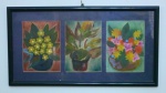 QUADRO - Reprodução de quadros, impressos, VASOS DE FLORES. Med. 24x46 cm.