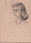 Hector Cárdenas(México, ?), "Retrato de Jovem". Crayon sobre cartão. Assinado . Datado, 1948. Med. 48 x 42 cm(MI); 79 x 62 cm (ME). Pontos de acidez sobre o papel. Acervo Particular Rio de Janeiro/RJ.