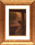Assinatura legível, " Leitura". Óleo sobre madeira . Assinado. Med.22 x 13,5 (MI); 37 x 29 cm (ME).  Sujidade e pequenas faltas na camada pictórica. Acervo Particular Rio de Janeiro/RJ.