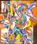 Benjamin Silva (Ceará, 1927 - Rio de Janeiro, 2019), "Sem título". Acrílica sobre MDF. Assinado. Med 59 x 50 cm (MI); 64 x 54 cm(ME). Sujidade sobre a camada pictórica. Acervo Particular Rio de Janeiro/RJ. Nota Biográfica: Pintor e gravador. Autodidata em pintura, muda-se para o Rio de Janeiro em 1948 e estuda com Inimá de Paula (1918-1999) e Sigaud (1899-1979) na Escola do Povo. No Museu de Arte Moderna do Rio de Janeiro (MAM/RJ), é aluno de Santa Rosa (1909-1956) e, no Liceu de Artes e Ofícios, aprende gravura com Orlando da Silva. Expõe em doze edições do Salão Nacional de Arte Moderna entre 1953 e 1969 e, em 1959, recebe deste o Prêmio Viagem ao Estrangeiro, partindo em seguida para a Europa. Passa a residir em Paris em 1960, onde realiza pesquisas e estudos em diversos museus e também na Académie de la Grande Chaumière, da qual desiste por discordar da orientação recebida. Parte para o Oriente Próximo, onde continua seus estudos em museus. Retorna ao Brasil por volta de 1962, e sua pintura sofre uma transformação, na qual a metrópole passa a ser elemento constante, incluindo a partir de 1987 a figura humana nesse contexto. Fonte: https://enciclopedia.itaucultural.org.br/pessoa2243/benjamin-silva.