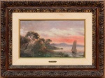 Carlos Balliester (Pernambuco 1870 - Rio de Janeiro RJ 1927), "Sem Título". Óleo sobre madeira.  Assinado. Data ilegível. Med. 29,5 x 50 cm (MI); 60 x 80,5 cm (ME)  Sujidade sobre camada pictórica e over cleaned. Acervo Particular Rio de Janeiro/RJ. Nota: Iconografia - A obra retrata uma falua em primeiro plano e chalupas navegando no fundo da Baia de Guanabara. Nota Biográfica: Carlos Balliester (Pernambuco 1870 - Rio de Janeiro RJ 1927) No final do século XIX, muda-se para o Rio de Janeiro e torna-se aluno de Augusto Petit. O relacionamento que mantém com autoridades da Marinha brasileira proporcionou-lhe várias encomendas, e boa parte de suas obras encontra-se no Museu Naval e Oceanográfico, no Rio de Janeiro. Destaca-se como paisagista e, sobretudo, como marinhista. Participou de exposições coletivas como as mencionadas a seguir: 1896 a 1925 Esteve presente em várias edições da Exposição Geral de Belas Artes, promovida pela Escola Nacional de Belas Artes, Rio de Janeiro, tendo recebido menção honrosa em 1916. Existem quadros seus no Museu Nacional e no Museu Oceanográfico do Rio de Janeiro; e no Museu de Arte de São Paulo, bem como em coleções particulares. Existem quadros seus no Museu Nacional e no Museu Oceanográfico do Rio de Janeiro; e no Museu de Arte de São Paulo, bem como em coleções particulares. Fonte: https://www.guiadasartes.com.br/carlos-balliester/biografia