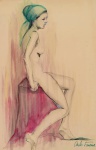 C. Ferreira - Carlos Gonçalves Ferreira ( Rio de Janeiro/RJ , 1922 - 1979 ), "Nú Feminino". Técnica mista sobre papel. Med. 70  x 44 cm(ME). Assinado. Acervo Particular Rio de janeiro/RJ. Nota Biográfica: C. Ferreira  Carlos Gonçalves Ferreira ( Rio de Janeiro, 1922 - 1979). Participação e premiação em diversas Exposições e Salões. Medalha de Bronze no Salão da Associação dos Artistas Brasileiros em 8 de outubro de 1969, Menção Honrosa no Salão Nacional de Belas Artes em1970. Fonte : Ministério da Educação e Cultura 42 Anos de Premiações nos Salões Oficiais pág. 97. Participação em diversas Coletivas, tendo seus quadros em coleções particulares nos Estados Unidos, Suécia, Canadá, Suíça, Portugal, Rio de Janeiro e São Paulo. Professor de pintura a óleo e desenho. Convidado a ensinar na Sociedade Brasileira de Belas Artes. Nota de agradecimento: Especial agradecimento à Claudia Pinheiro Guimarães pela pesquisa e fornecimento desta fonte biográfica.