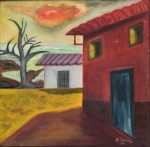 Zacarias Autuori (Cava dei Tirreni - tália, 1889/ São Paulo, SP - 1961),"Sem título". Óleo sobre tela. Assinado. Datado 1947. Med 43 x 43 cm (MI); 44 x 44 cm (ME). Sujidade sobre a camada pictórica e pequeno rasgo. Acervo Particular Hofmann, Rio de Janeiro /RJ. Nota Biográfica: Pintor e professor de música. Foi professor de violino no Conservatório Dramático e Musical de São Paulo. Iniciou-se na pintura tardiamente. Italiano, começa a pintar aos 55 anos já morando no Brasil. Autodidata, expôs suas paisagens primitivas no MASP em 1951 e nas II e III Bienais de São Paulo o MASP possui duas paisagens de sua autoria, sendo uma delas reproduzida no The Arts in Brazil/Bardi. Cronologia1951  Realizou uma mostra individual no Museu de Arte de São Paulo. 1953 e 55  Participou da Bienal de São Paulo. 1954  Recebeu a medalha de bronze do Salão Paulista de Arte Moderna, São Paulo.