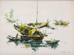 Wan Yin Leung (China, 1960),  "Marinha". Óleo sobre tela. Assinado . Med. 46 x 60 cm (MI); 47 x 62 cm (ME). Sujidade sobre a camada pictórica. Acervo Particular - Rio de Janeiro /RJ.  Nota Biográfica: Wan Yin Leung, nascido em 1960, é um artista chinês contemporâneo conhecido por suas pinturas a óleo que frequentemente retratam cenas portuárias e paisagens marítimas. Além de pinturas, Leung também produziu peças em cerâmica. Uma de suas obras, intitulada Pomme calligraphiée en faïence émaillée blanche à décor rouge (Maçã caligrafada em faiança esmaltada branca com decoração vermelha), criada em 2008, demonstra sua versatilidade artística e interesse por diferentes meios e técnicas.A presença de suas obras em leilões e galerias sugere que Leung é um artista ativo e respeitado no cenário da arte contemporânea chinesa. Fonte : IA.