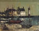 Marius Girard (França, circa 1927-2004),  "Sem título". Óleo sobre tela. Assinado. Med. 22 x 27 cm (MI); 32,5 x 37 cm (ME). Sujidade sobre a camada pictórica. Acervo Particular - Rio de Janeiro /RJ. Nota Biográfica: Marius Girard foi um pintor francês conhecido por suas representações impressionistas de cenas parisienses. Nascido em Reims, França, Girard estudou em várias academias de arte após completar sua educação formal aos 19 anos. Ele residia na Rue Saint Rustique, em Paris, e era frequentemente visto vendendo suas obras nas ruas de Montmartre, um bairro famoso por sua atmosfera artística.Girard é amplamente reconhecido por suas aquarelas e óleos que capturam a essência de Paris, especialmente pontos icônicos como o Moulin Rouge, a Torre Eiffel e a Catedral de Notre-Dame. Sua técnica distintiva envolvia o uso de um palito mergulhado em tinta para esboçar linhas básicas, seguido pela aplicação de aquarela com pincéis, resultando em efeitos lineares marcantes.Além de suas pinturas originais, muitas de suas obras foram reproduzidas em litografias, cartões postais e impressões, tornando-o um dos artistas mais reproduzidos de sua época. Em 1972, ele completou 135 aquarelas para o Hotel Hilton em Paris, demonstrando a demanda por seu trabalho em estabelecimentos prestigiados.No mercado de arte, as obras de Girard foram leiloadas em diversas ocasiões, com registros de pelo menos 45 leilões. Embora suas pinturas originais possam alcançar valores significativos, suas reproduções são acessíveis, refletindo sua popularidade e ampla distribuição.Em resumo, Marius Girard deixou um legado duradouro como um artista que capturou a beleza e a vida de Paris através de suas pinturas impressionistas, tornando suas obras apreciadas tanto por colecionadores quanto pelo público em geral. Fonte: IA.