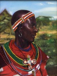 Cláudia Araújo Macedo(Rio de Janeiro RJ 1989), "Estudo de Figura Tribal", Óleo Sobre Tela. Assinado. Med. 40 x 30 cm (MI);  x cm (ME). Acervo Particular Ateliê da Artista Rio de Janeiro/RJ. Nota Biográfica: Jornalista, nascida em 15 de janeiro de 1989. Desenha desde que se entende por gente, mas desde 2019 se dedica à pintura a óleo.