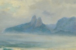 Paulo Gagarin(1885, São Petersburgo, Rússia - 1980, Rio de Janeiro, RJ) , "Vista da praia de Ipanema ao Leblon com morro Dois Irmãos ao fundo". Óleo sobre cartão. Assinado. Datado - 1923. Med.36 x 45 cm (MI); 49 X 58 cm(ME). Esta obra reproduz uma belíssima paisagem iconográfica tendo a Vista da praia de Ipanema ao Leblon com morro Dois Irmãos ao fundo, notasse a exuberante paisagem quase virgem dos Bairros no 1º. Quartel século XX. Faz parte do hall das primeiras obras produzidas pelo pintor no Rio de Janeiro, após sua chegada ao Brasil.  Acervo Particular Rio de Janeiro/RJ. A obra passou por ressente processo de conservação. Nota Biográfica: Pintor. Artista autodidata encantou-se com a exuberância da flora tropical e as cores do litoral brasileiro, que representou num estilo próximo dos pós-impressionistas. Em 1900 estudou na universidade de sua cidade natal. Serviu no exército russo, na Europa e na Ásia, entre 1911 e 1914. Nos anos de 1914 a 1918 combateu nas fileiras russas durante a Primeira Guerra Mundial. Emigrou para a França, em 1919, após o triunfo da revolução socialista de 1917, que implicou a derrocada do czarismo. Chegou ao Brasil em 1921, como copeiro do navio Pelotas, acompanhando o destino da maioria dos refugiados políticos russos da sua condição.