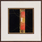 Kazuo Wakabayashi (Kobe, Japão 1931), Sem título. Acrílica e colagem sobre tela. Assinado. Datado 1986. Med. 30 x 30 cm (MI); 52 x 52 cm (ME). Sujidade e pequenas faltas sobre a camada pictórica. Acervo Particular Rio de Janeiro/RJ. Nota Biográfica: Kazuo Wakabayashi (Kobe, Japão 1931). Pintor. Em 1944, estuda na Escola Técnica de Hikone, em Shiga, Japão. Entre 1947 e 1950, freqüenta a Escola de Belas Artes e a Academia Niki, em Tóquio, e as aulas de desenho e pintura de Kanosuke Tamura. De volta a Kobe, prepara-se para ingressar na Faculdade de Arquitetura da Universidade de Tóquio, porém abandona a arquitetura em 1950, voltando-se para a pintura. No ano seguinte, integra o grupo Babel, ao lado de Rokuichi, Kaibara, Ko Nishimura e outros. Em 1953, torna-se membro do grupo Seiki e publica álbum de pinturas e poesias e, em 1954, participa do Delta, além de ilustrar os jornais Shinko Shimbum e All Sports. Entre as décadas de 1940 e 1960, participa de salões japoneses recebendo prêmios em 1947, 1950, 1954 e 1959. Em 1961, transfere-se para São Paulo e torna-se membro do Grupo Seibi, apresentado por Manabu Mabe (1924 - 1997) e Tomie Ohtake (1913). Dois anos depois, recebe medalha de ouro tanto no 12º Salão Paulista de Arte Moderna como no 7º Salão do Grupo Seibi de Artistas Plásticos. É agraciado com o primeiro prêmio no Salão de Abril do Museu de Arte Moderna do Rio de Janeiro - MAM/RJ, em 1966. Participa de diversas edições da Bienal Internacional de São Paulo, entre 1963 e 1967, quando é premiado. Em 1992, publica-se o livro Wakabayashi, com apresentação do crítico Jayme Mauricio, e, no ano seguinte, o Paço das Artes, em São Paulo, apresenta uma retrospectiva de sua obra.Fonte: https://enciclopedia.itaucultural.org.br/pessoas/1011-wakabayashi