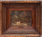 Alfred de Dreux (França, 1810 - 1860) 'Sem título". Óleo sobre madeira. Med.16 x 21,5 cm (MI); 37 x 42 cm (ME). Sem assinatura aparente. Atribuído ao artista francês Alfred de Dreux. sujidade sobre a camada pictórica. Acervo Particular Rio de Janeiro/RJ. Nota: Alfred de Dreux (1810-1860) foi um pintor francês conhecido por seus retratos e cenas com cavalos, dentro do estilo romântico. Nascido em Paris, ele estudou com Théodore Géricault e trabalhou no atelier de Louis Gabriel Eugène Isabey, pintando tanto para a aristocracia inglesa quanto para a corte francesa, incluindo o Imperador Napoleão III. A temática cavalos e cenas de caça eram temas recorrentes em suas obras.