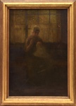 Escola Europeia atribuída à Jozef Israëls (Alemanha - 1824 - 1911), "Sem Título". Med 84 x 58 cm (MI); 101 X 74 cm (ME).  Marcas do tempo. Sujidade sobre a camada pictórica. Antigo restauro. Pequenas perdas. Acervo Particular Rio de Janeiro/RJ. Nota : De acordo com o item 3 dos termos e condições - 3. As peças estrangeiras, sejam quadros e ou esculturas, serão sempre vendidas como Atribuídas. Nota de transporte: Esta obra não poderá ser enviada pelos correios.
