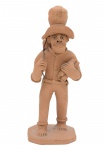 Arte Popular - Zé Caboclo (Jose Antônio da Silva) - Escultura de barro cozido representando Trabalhador da roça . Brasil - Século XX. Med. 14 x 5 x 5 cm . Marcas do tempo. Rachaduras e pequenas perdas. Acervo Particular Rio de Janeiro/RJ.