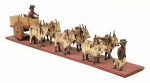 Arte Popular - Grupo escultórico de madeira e outros materiais, policromado ,representando duas figuras masculinas, cachorro e carro de boi puxado por seis animais. Sem assinatura aparente. Anotação 12 de outubro. Brasil - Século XX. Med. 18 x 72,5 x 11 cm . Marcas do tempo. Perdas e faltas. Acervo Particular Rio de Janeiro/RJ.