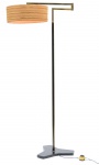 Luminária de chão atribuída a Dominici de metal dourado, mármore e outros materiais. Med. 16 X 3 cm de diâmetro (cúpula) ; 165 x 72 cm (luminária). Nota: Enrico Furio Dominici (Itália, 1909 - 2010). Saiu de seu país para fugir da guerra e se estabeleceu no Brasil por volta de 1945, onde realizou mostras de lustres e outros objetos. Além disso criou sua própria marca. Nota de Transporte: Esse item não poderá ser enviado pelos correios.